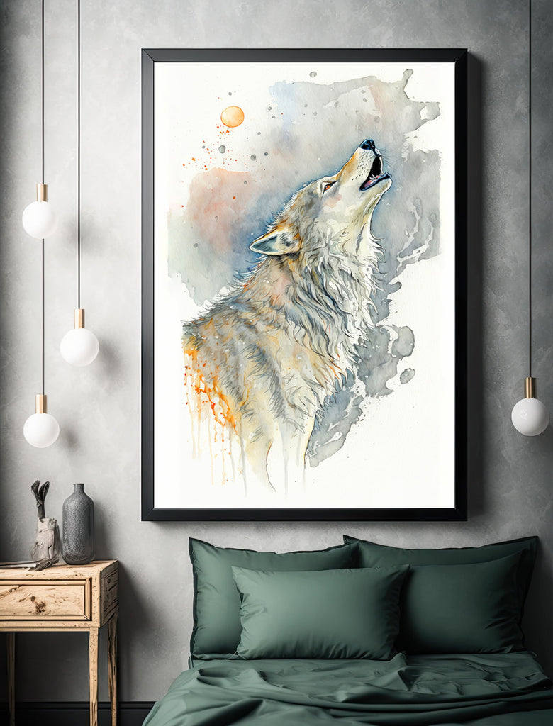 Wolf Watercolor Print Forest Wall Art Nature Wildlife Gift Wild Animal Painting Woodland Home Decor