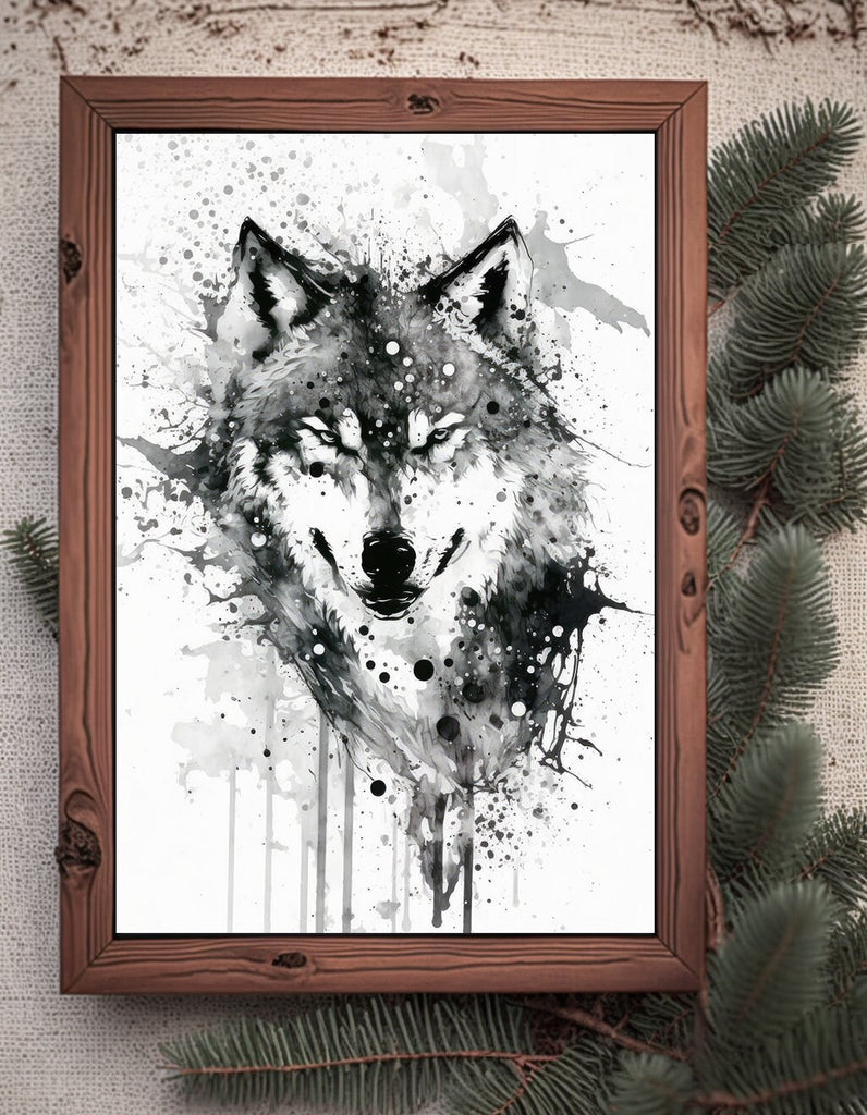 Wolf Watercolor Print Forest Wall Art Nature Wildlife Gift Wild Animal Painting Woodland Home Decor