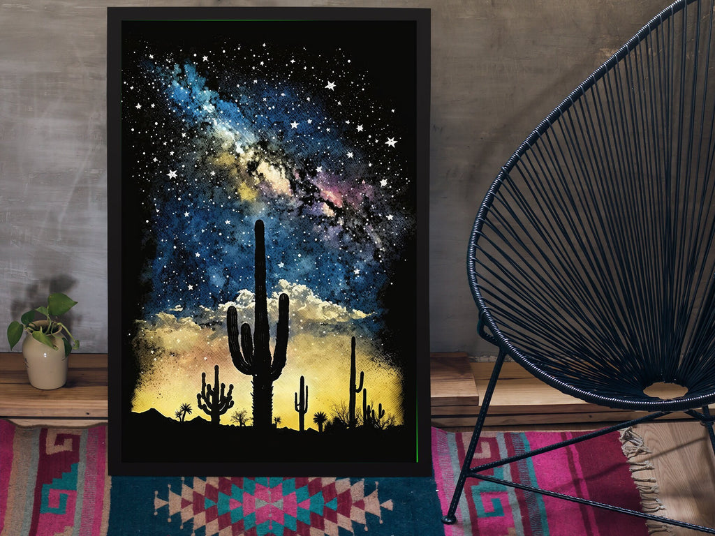 Desert Milky Way Art Print Watercolor Landscape Wall Art Southwest Gift Sonoran Cactus Beautiful Starry Night Western Decor