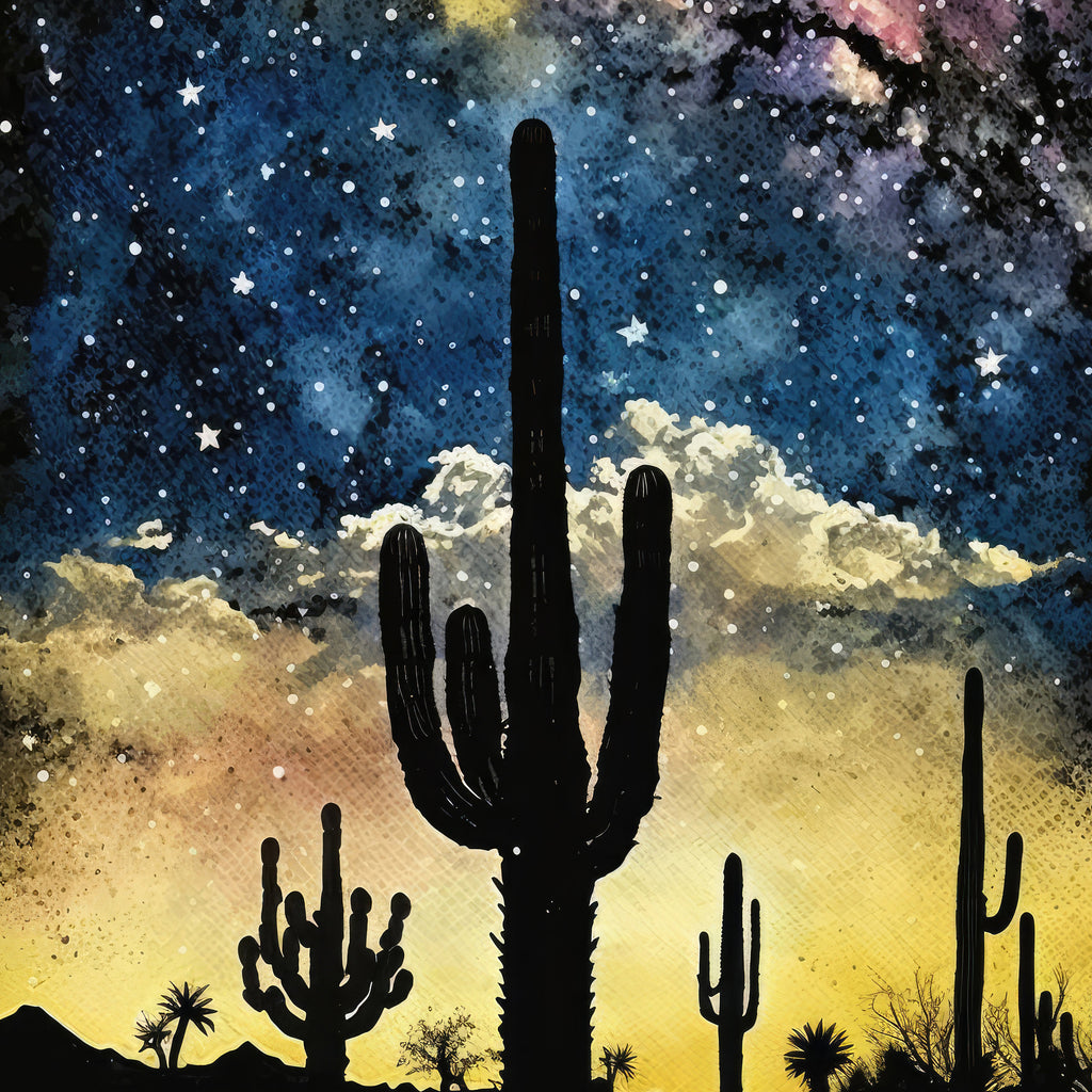 Desert Milky Way Art Print Watercolor Landscape Wall Art Southwest Gift Sonoran Cactus Beautiful Starry Night Western Decor