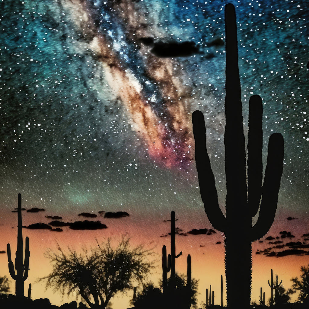 Desert Milky Way Art Print Watercolor Landscape Wall Art Southwest Gift Sonoran Cactus Beautiful Starry Night Western Decor