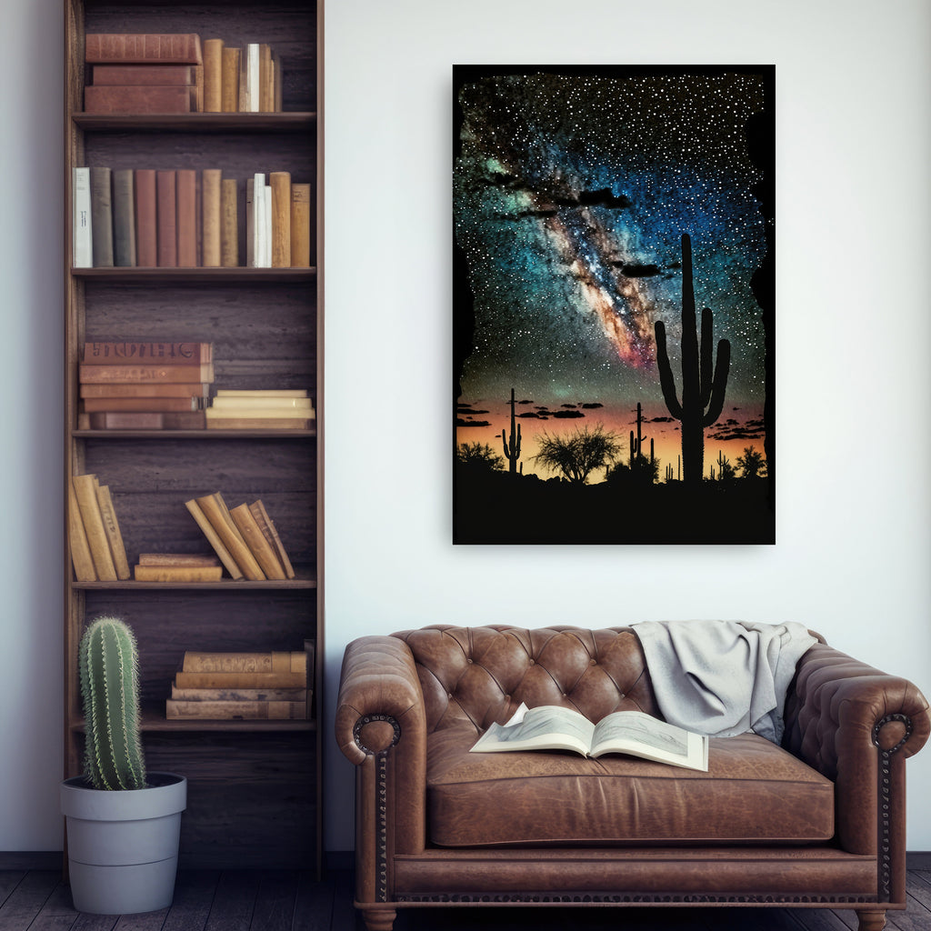 Desert Milky Way Art Print Watercolor Landscape Wall Art Southwest Gift Sonoran Cactus Beautiful Starry Night Western Decor