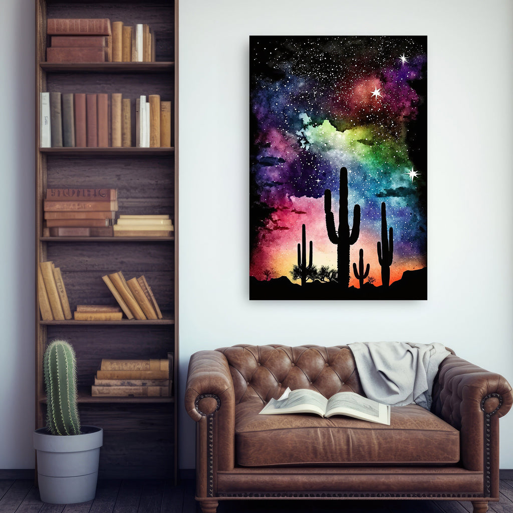 Desert Milky Way Art Print Watercolor Landscape Wall Art Southwest Gift Sonoran Cactus Beautiful Starry Night Western Decor