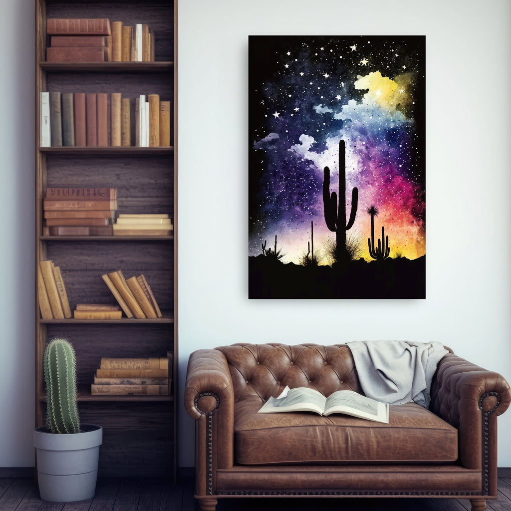 Desert Milky Way Art Print Watercolor Landscape Wall Art Southwest Gift Sonoran Cactus Beautiful Starry Night Western Decor