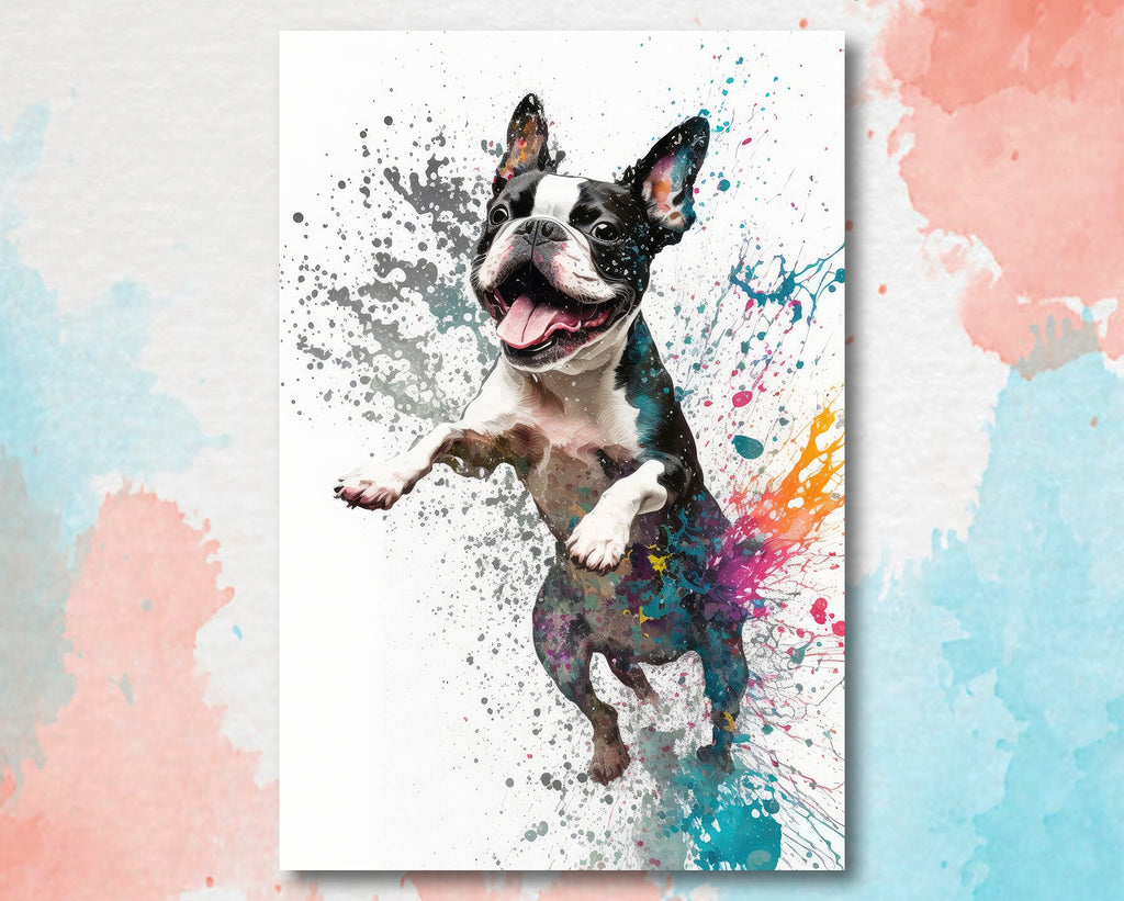 Boston Terrier Dog Watercolor Print Cute Pet Keepsake Wall Art Dog Lover Gift Adorable Canine Home Decor for Puppy Lovers!