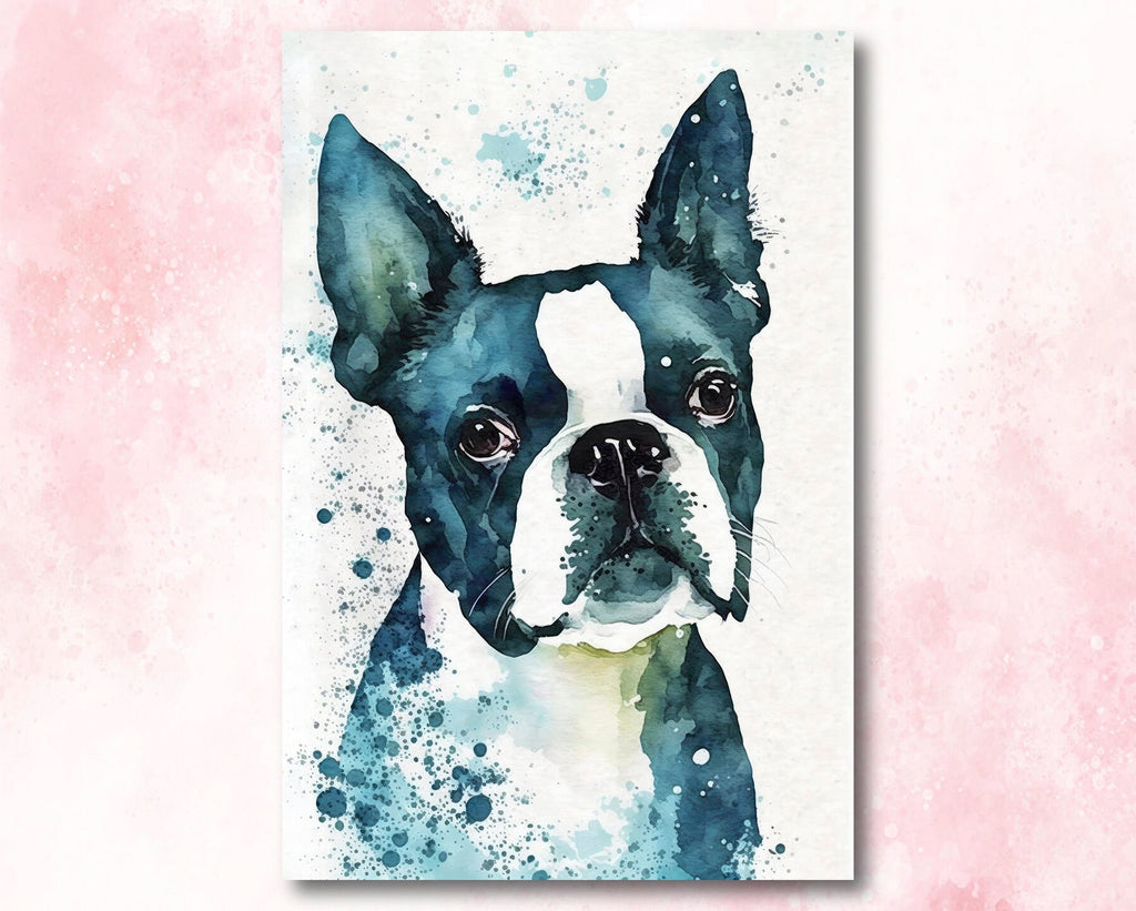 Boston Terrier Dog Watercolor Print Cute Pet Keepsake Wall Art Dog Lover Gift Adorable Canine Home Decor for Puppy Lovers!