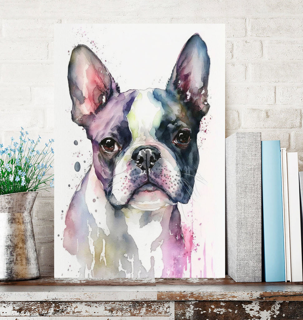 Boston Terrier Dog Watercolor Print Cute Pet Keepsake Wall Art Dog Lover Gift Adorable Canine Home Decor for Puppy Lovers!