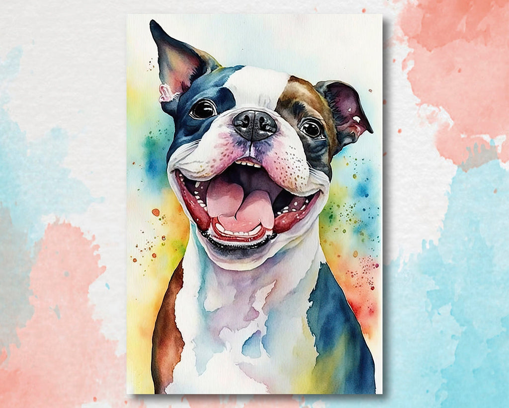 Boston Terrier Dog Watercolor Print Cute Pet Keepsake Wall Art Dog Lover Gift Adorable Canine Home Decor for Puppy Lovers!