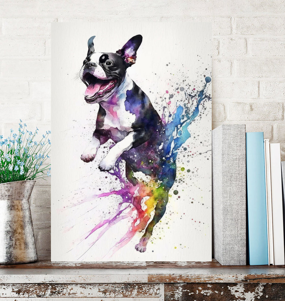 Boston Terrier Dog Watercolor Print Cute Pet Keepsake Wall Art Dog Lover Gift Adorable Canine Home Decor for Puppy Lovers!