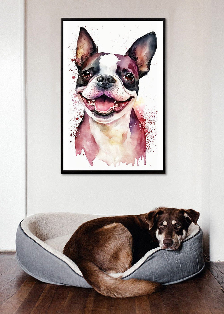 Boston Terrier Dog Watercolor Print Cute Pet Keepsake Wall Art Dog Lover Gift Adorable Canine Home Decor for Puppy Lovers!