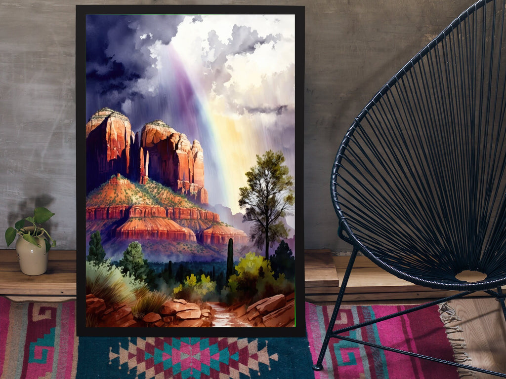 Watercolor Sedona Print Arizona Southwest Wall Art Landscape Art Gift Desert Home Western Decor