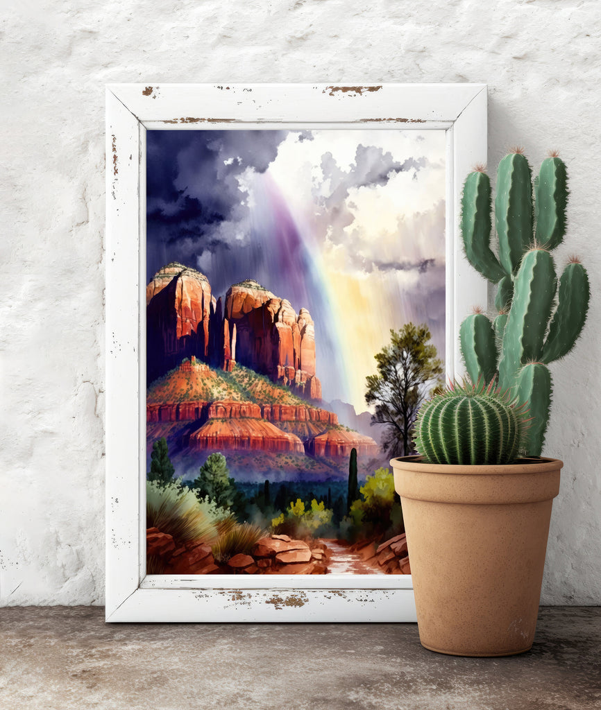 Watercolor Sedona Print Arizona Southwest Wall Art Landscape Art Gift Desert Home Western Decor