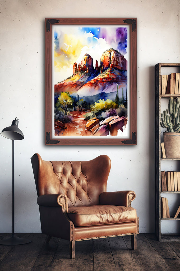 Watercolor Sedona Print Arizona Southwest Wall Art Landscape Art Gift Desert Home Western Decor