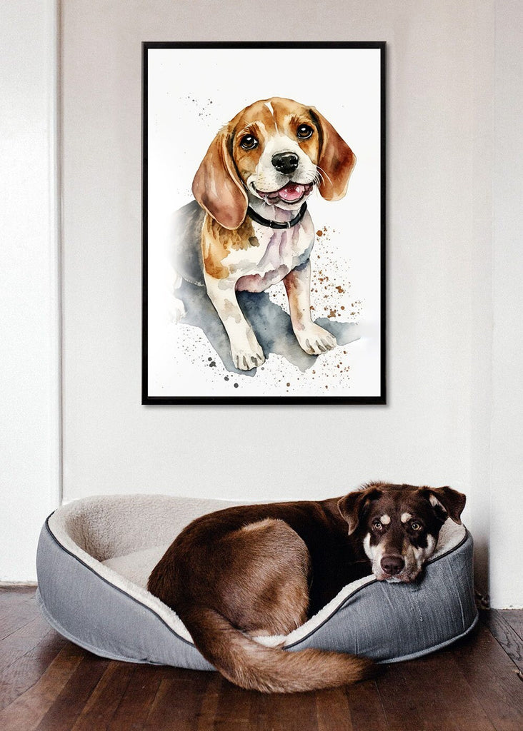 Beagle Art Pet Portrait Print Cute Pet Keepsake Dog Wall Art Gift For Pet Lovers Dog Portrait Puppy Nursery Decor