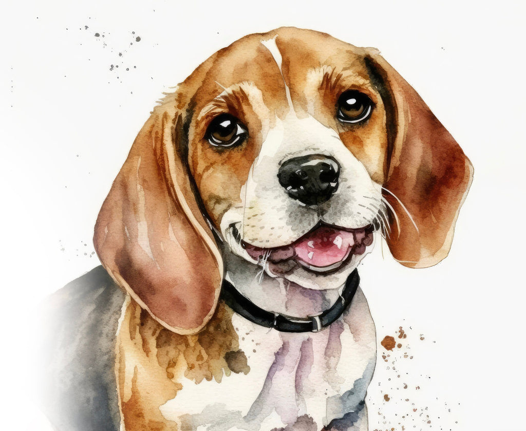 Beagle Art Pet Portrait Print Cute Pet Keepsake Dog Wall Art Gift For Pet Lovers Dog Portrait Puppy Nursery Decor