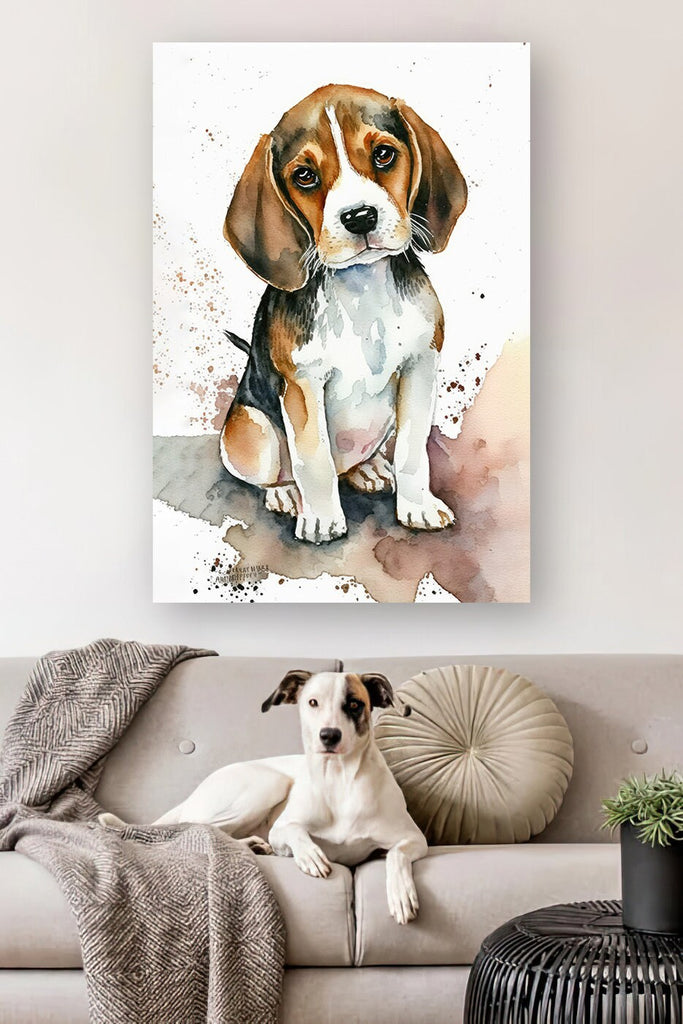 Beagle Art Pet Portrait Print Cute Pet Keepsake Dog Wall Art Gift For Pet Lovers Dog Portrait Puppy Nursery Decor