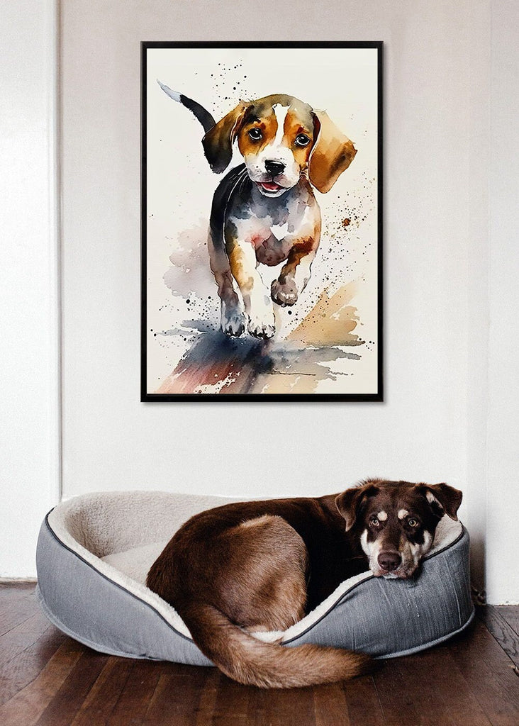 Beagle Art Pet Portrait Print Cute Pet Keepsake Dog Wall Art Gift For Pet Lovers Dog Portrait Puppy Nursery Decor