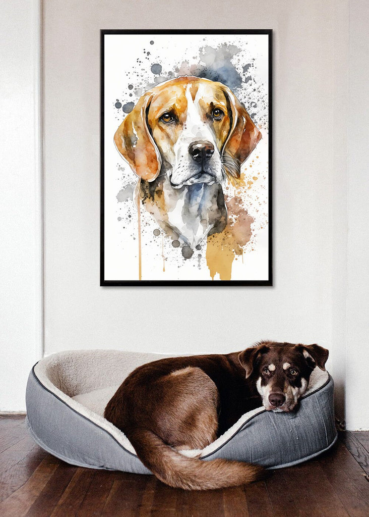 Beagle Art Pet Portrait Print Cute Pet Keepsake Dog Wall Art Gift For Pet Lovers Dog Portrait Puppy Nursery Decor