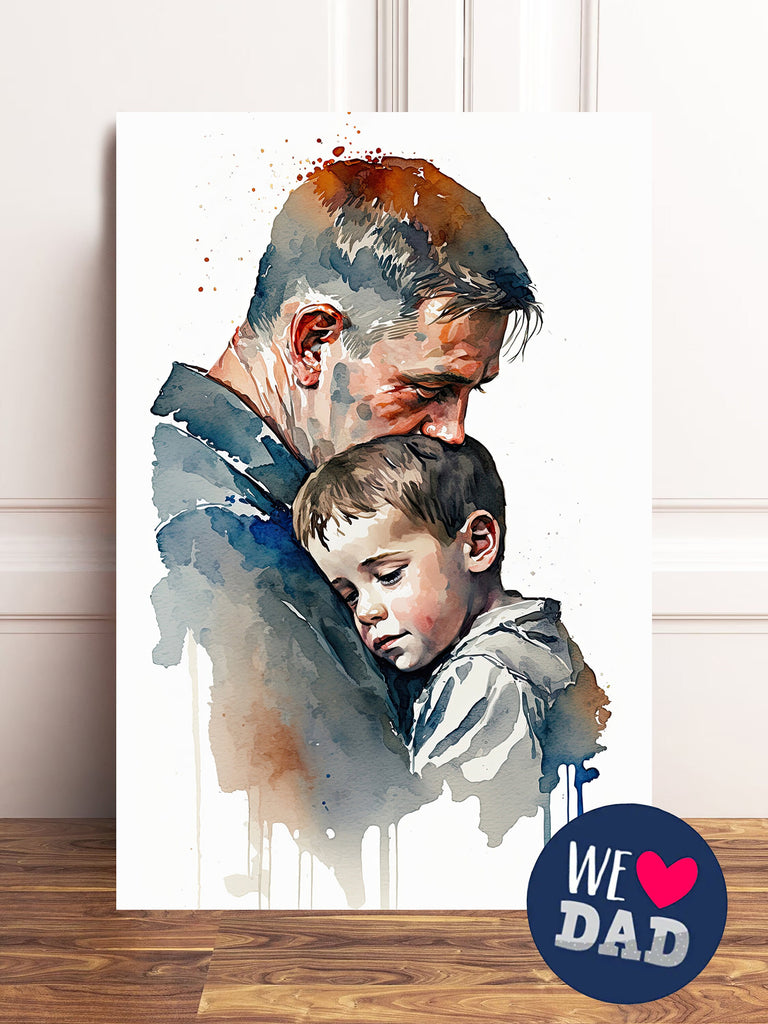 Father Son Watercolor Painting Fathers Day Gift For Him Print Cute Dad Wall Art Daddy Home Decor