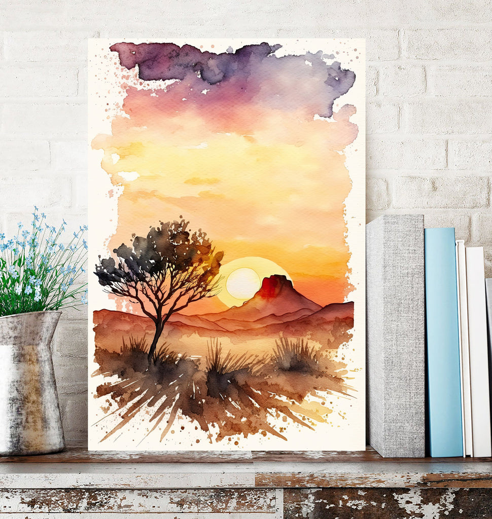 Watercolor Sedona Arizona Sunset Art Print Southwest Wall Art Landscape Boho Wall Decor Gift Sonoran Art Western Decor