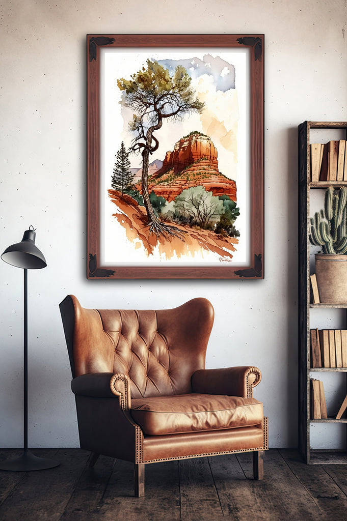 Watercolor Sedona Print Arizona Southwest Wall Art Landscape Sonoran Art Gift Desert Home Western Decor