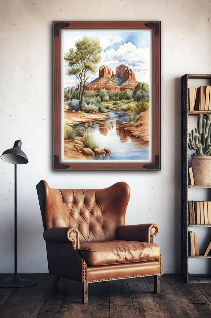 Watercolor Sedona Print Arizona Southwest Wall Art Landscape Sonoran Art Gift Desert Home Western Decor