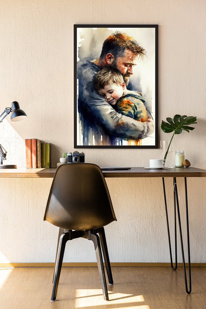 Father Son Watercolor Painting Fathers Day Gift For Him Print Cute Dad Wall Art Daddy Home Decor