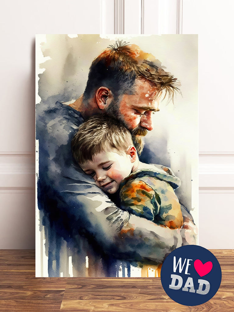 Father Son Watercolor Painting Fathers Day Gift For Him Print Cute Dad Wall Art Daddy Home Decor