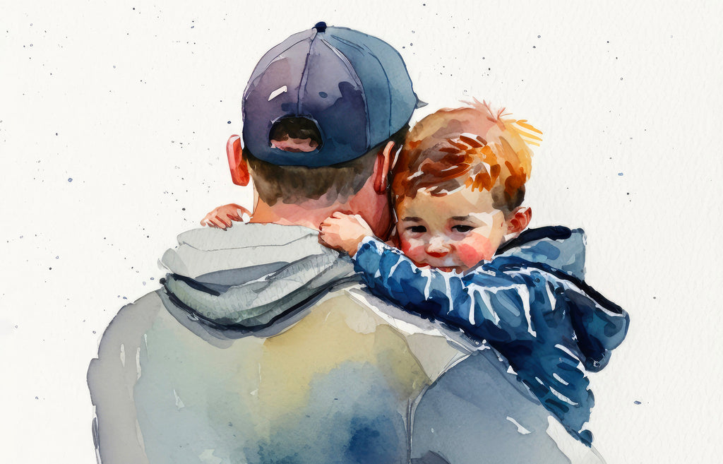 Father Son Fathers Day Card Watercolor Dad Gift For Him Daddy Father's Day Gift Greeting Card (5x7 inches in Packs of 1, 10, 30, and 50pcs)