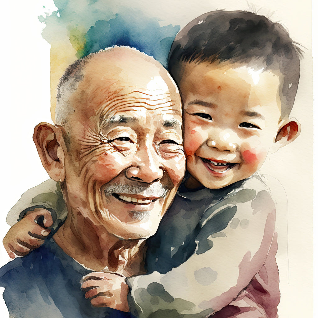 Asian American Fathers Day Card Watercolor Dad Gift For Him Daddy Father's Day Gift Greeting Card - 5x7 inches in Packs of 1, 10, 30, & 50