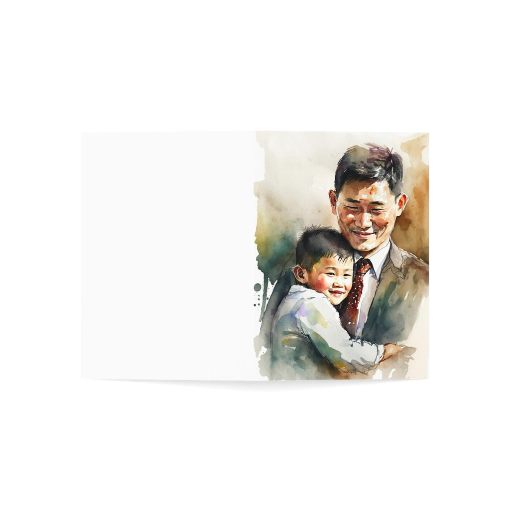 Asian American Fathers Day Card Watercolor Dad Gift For Him Daddy Father's Day Gift Greeting Card - 5x7 inches in Packs of 1, 10, 30, & 50