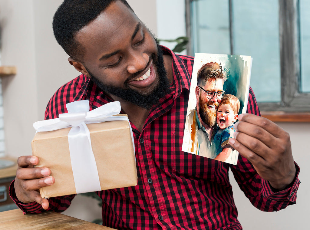 Watercolor Fathers Day Card Dad Gift For Him Daddy Father's Day Gift Greeting Card - 5x7 inches in Packs of 1, 10, 30, and 50pcs