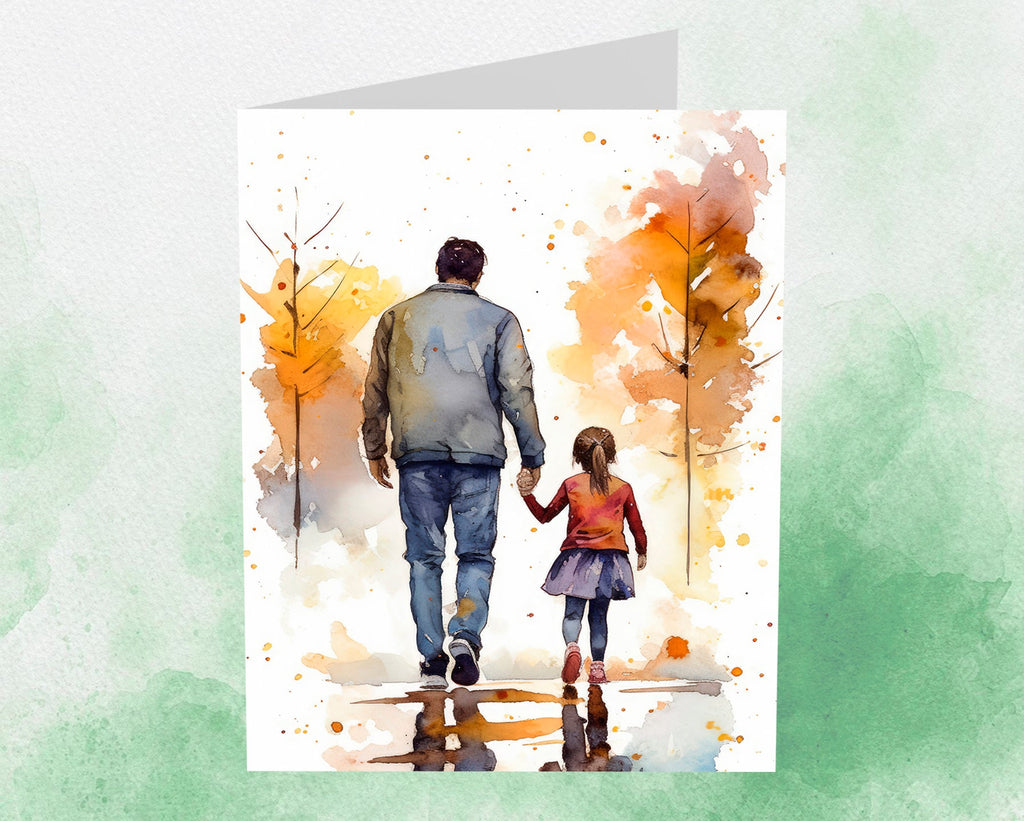 Watercolor Fathers Day Card Dad Gift For Him Daddy Father's Day Gift Greeting Card - 5x7 inches in Packs of 1, 10, 30, and 50pcs