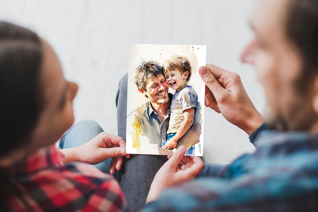 Watercolor Fathers Day Card Dad Gift For Him Daddy Father's Day Gift Greeting Card - 5x7 inches in Packs of 1, 10, 30, and 50pcs