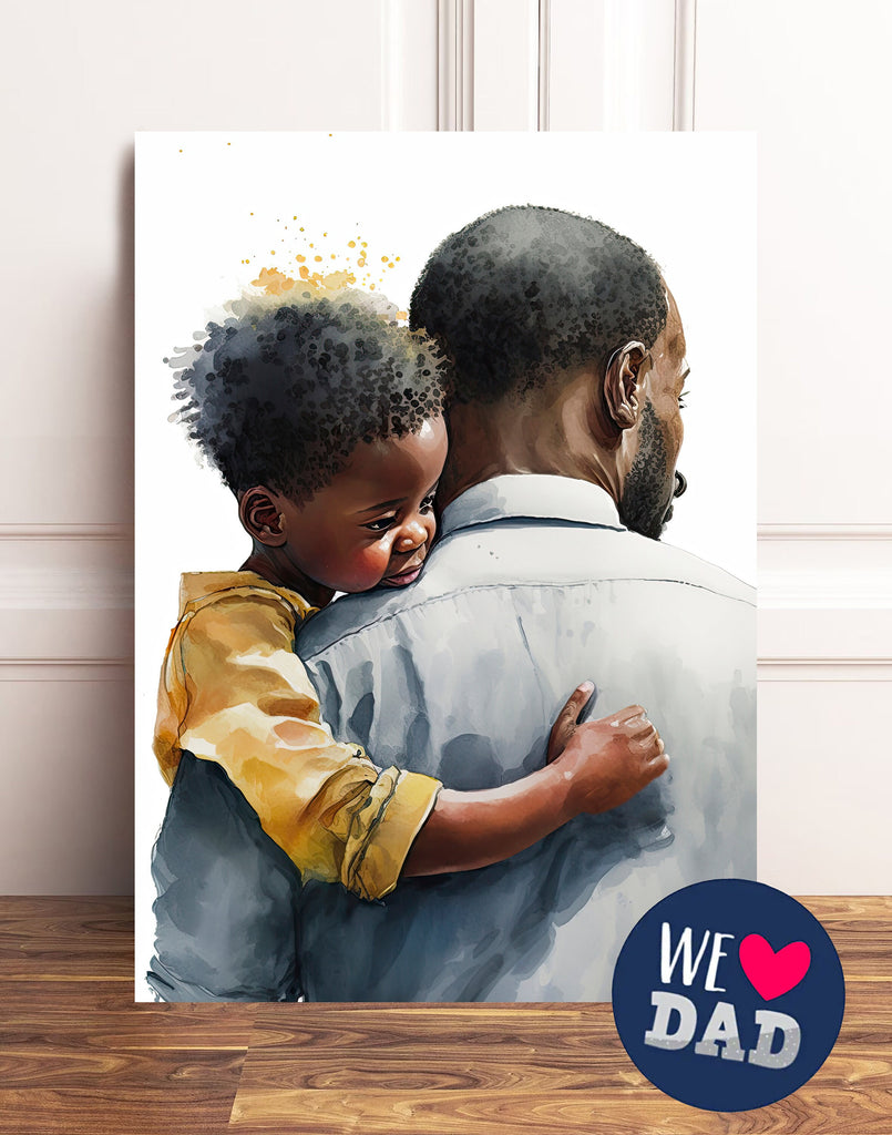 African American Fathers Day Card Watercolor Dad Gift For Him Daddy Father's Day Gift Greeting Card - 5x7 inches in Packs of 1, 10, 30, & 50