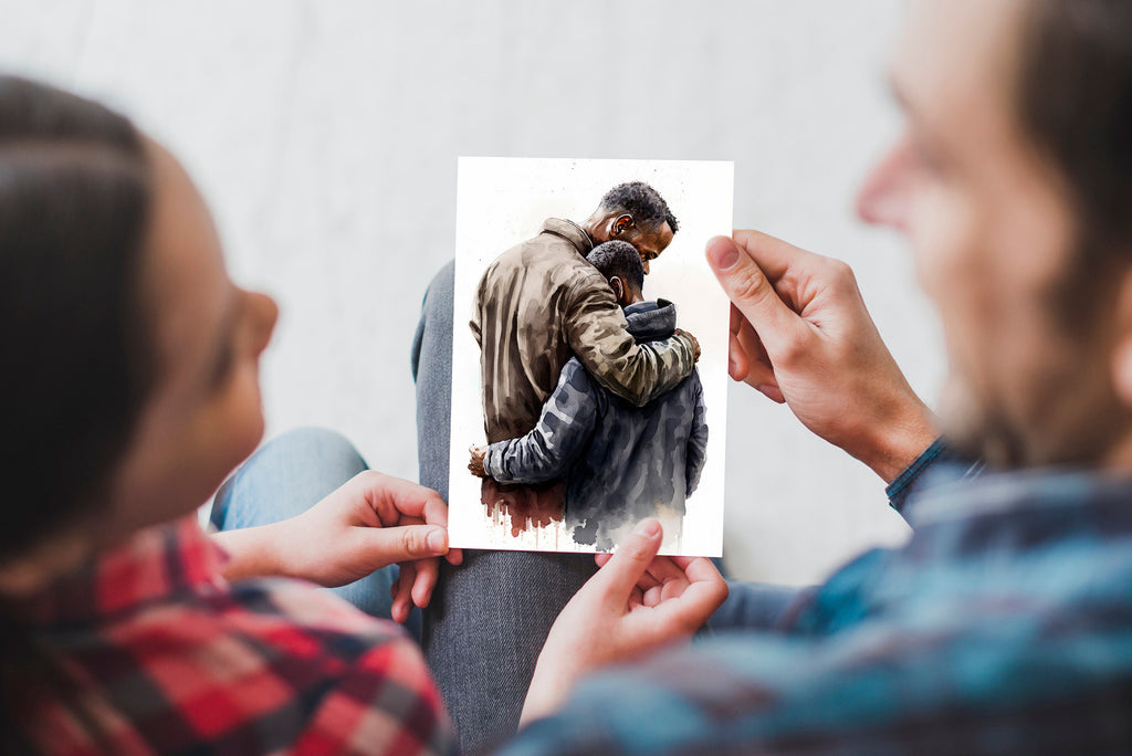 African American Fathers Day Card Watercolor Dad Gift For Him Daddy Father's Day Gift Greeting Card - 5x7 inches in Packs of 1, 10, 30, & 50