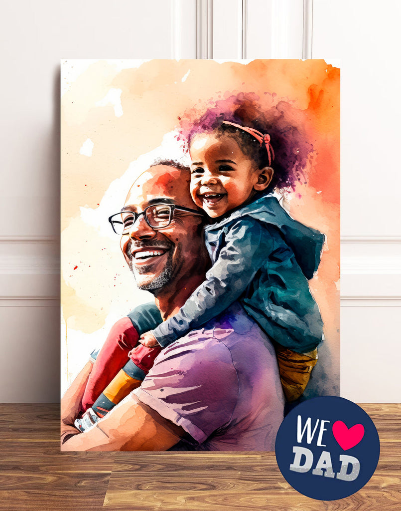 African American Fathers Day Card Watercolor Dad Gift For Him Daddy Father's Day Gift Greeting Card - 5x7 inches in Packs of 1, 10, 30, & 50