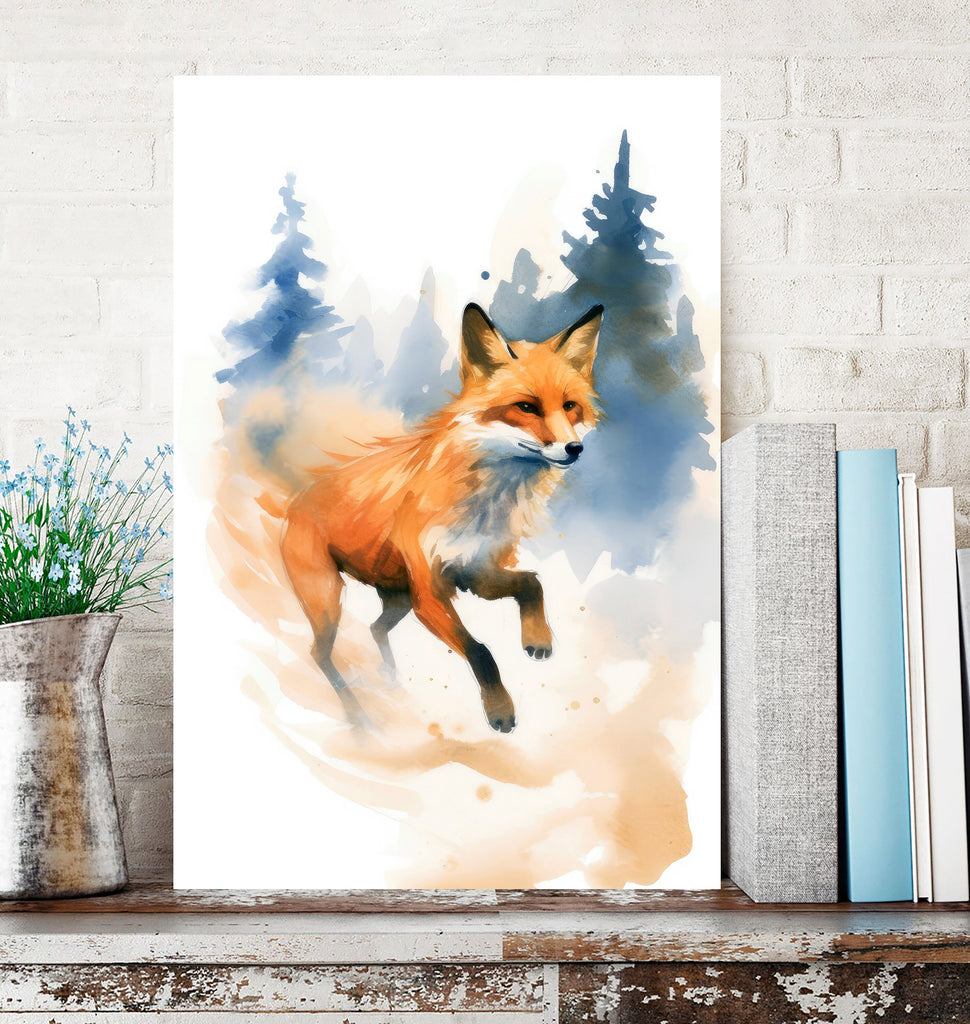 Red Fox Watercolor Painting Print Forest Nursery Wall Art Nature Wildlife Gift Rustic Woodland Animal Home Cottagecore Decor