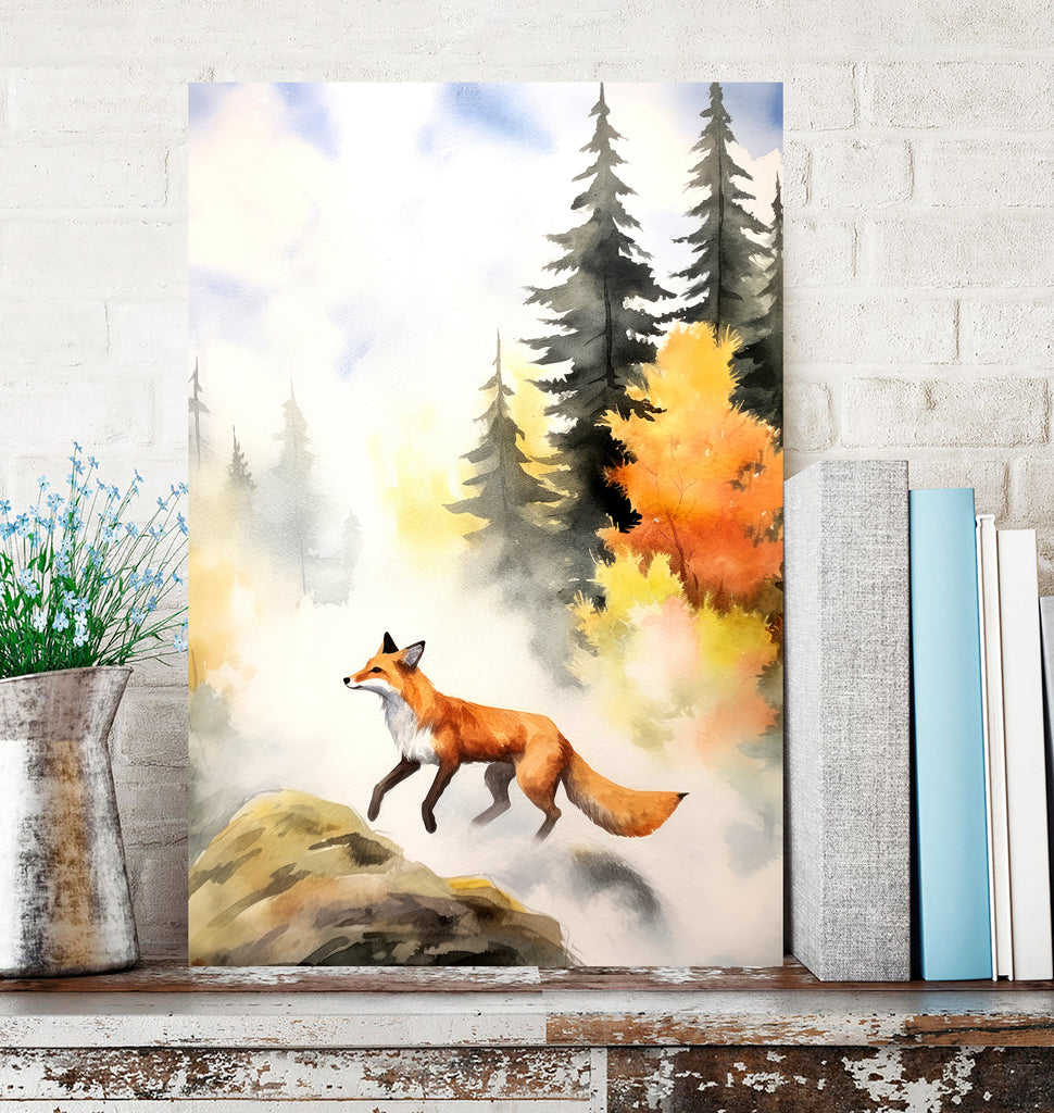 Red Fox Watercolor Painting Print Forest Nursery Wall Art Nature Wildlife Gift Rustic Woodland Animal Home Cottagecore Decor