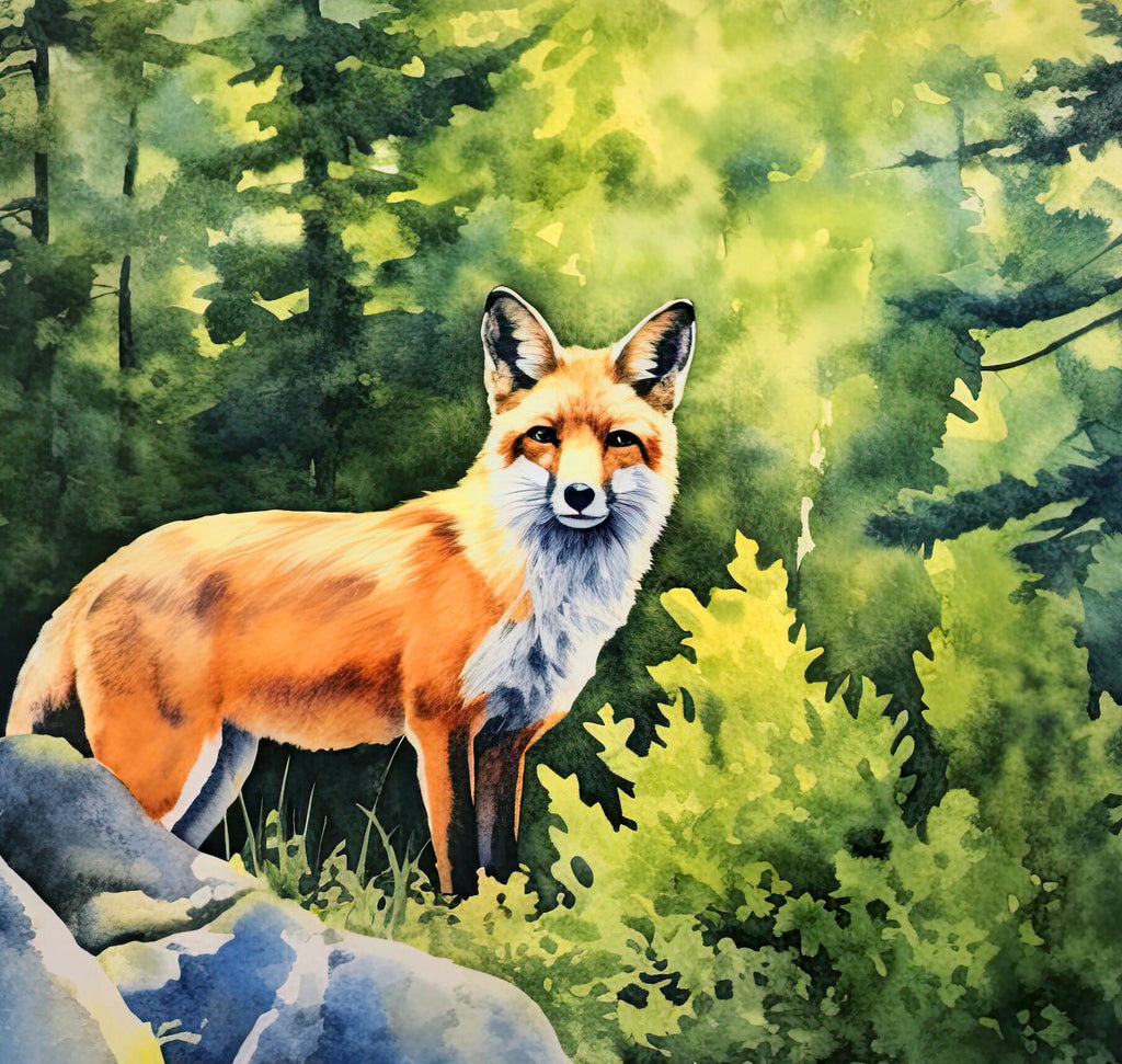 Red Fox Watercolor Painting Print Forest Nursery Wall Art Nature Wildlife Gift Rustic Woodland Animal Home Cottagecore Decor