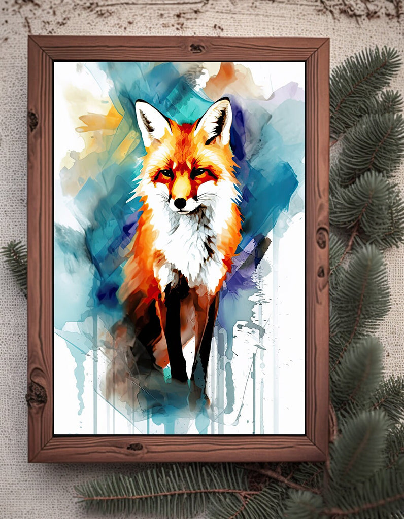 Red Fox Watercolor Painting Print Forest Nursery Wall Art Nature Wildlife Gift Rustic Woodland Animal Home Cottagecore Decor