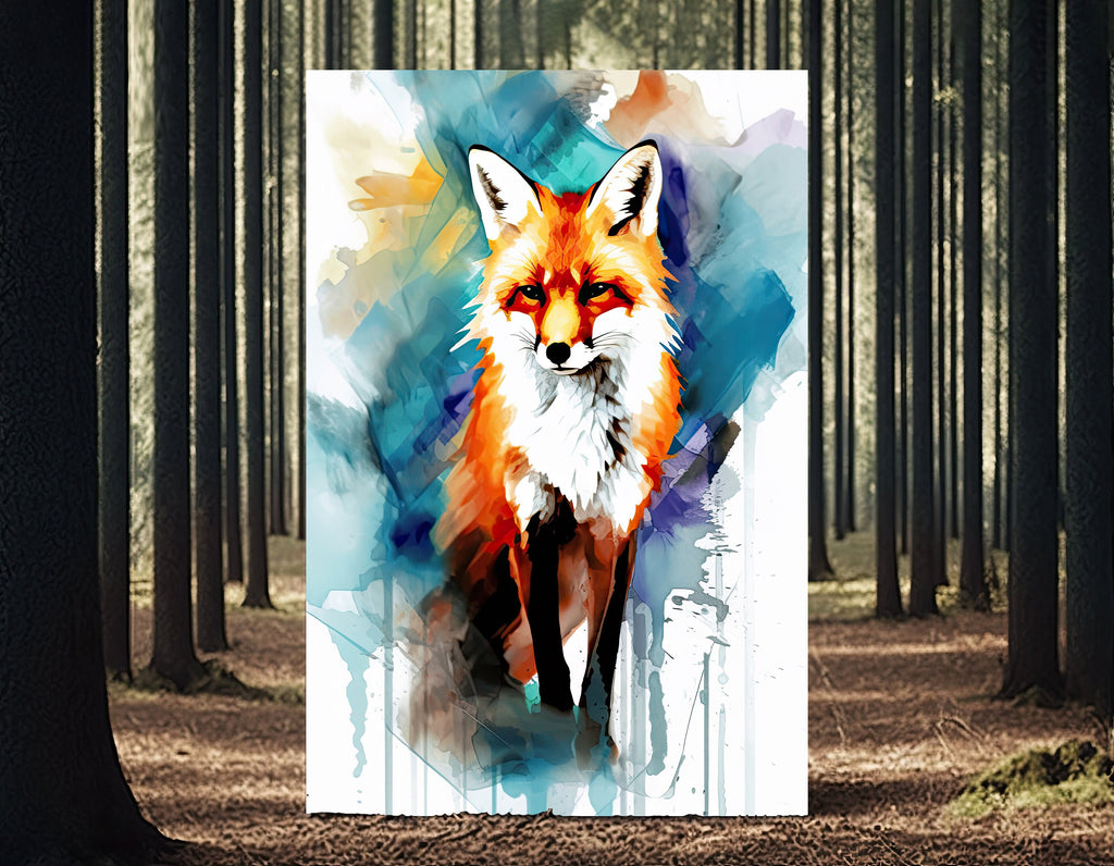 Red Fox Watercolor Painting Print Forest Nursery Wall Art Nature Wildlife Gift Rustic Woodland Animal Home Cottagecore Decor