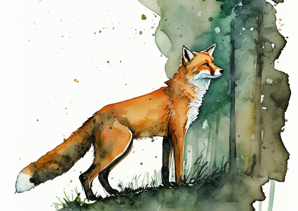 Red Fox Watercolor Painting Print Forest Nursery Wall Art Nature Wildlife Gift Rustic Woodland Animal Home Cottagecore Decor