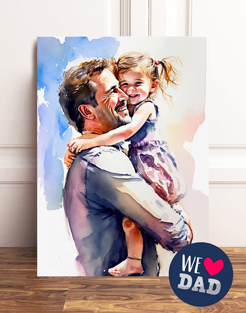 Watercolor Fathers Day Card Dad Gift For Him Daddy Father's Day Gift Greeting Card - 5x7 inches in Packs of 1, 10, 30, and 50pcs