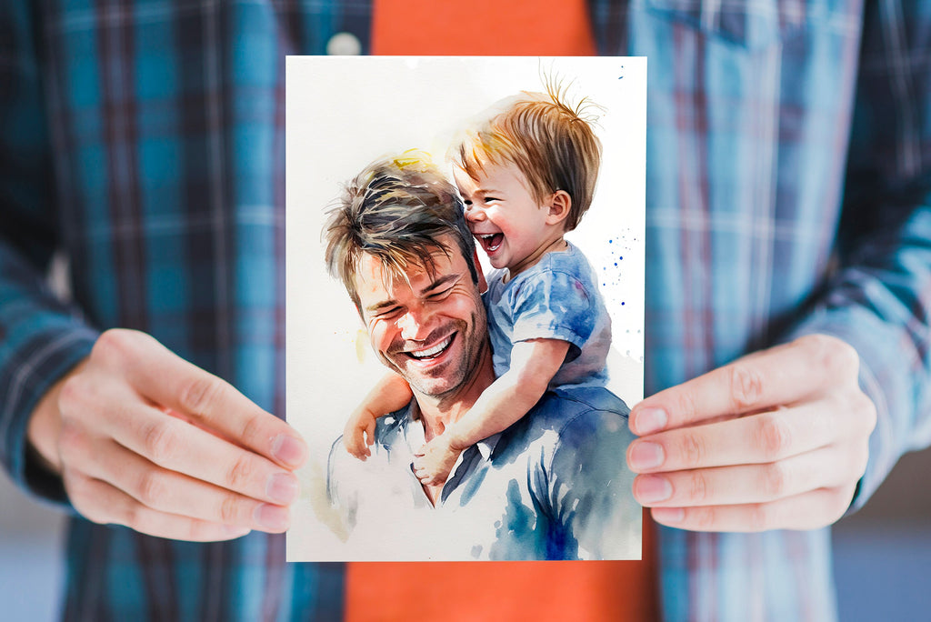 Watercolor Fathers Day Card Dad Gift For Him Daddy Father's Day Gift Greeting Card - 5x7 inches in Packs of 1, 10, 30, and 50pcs