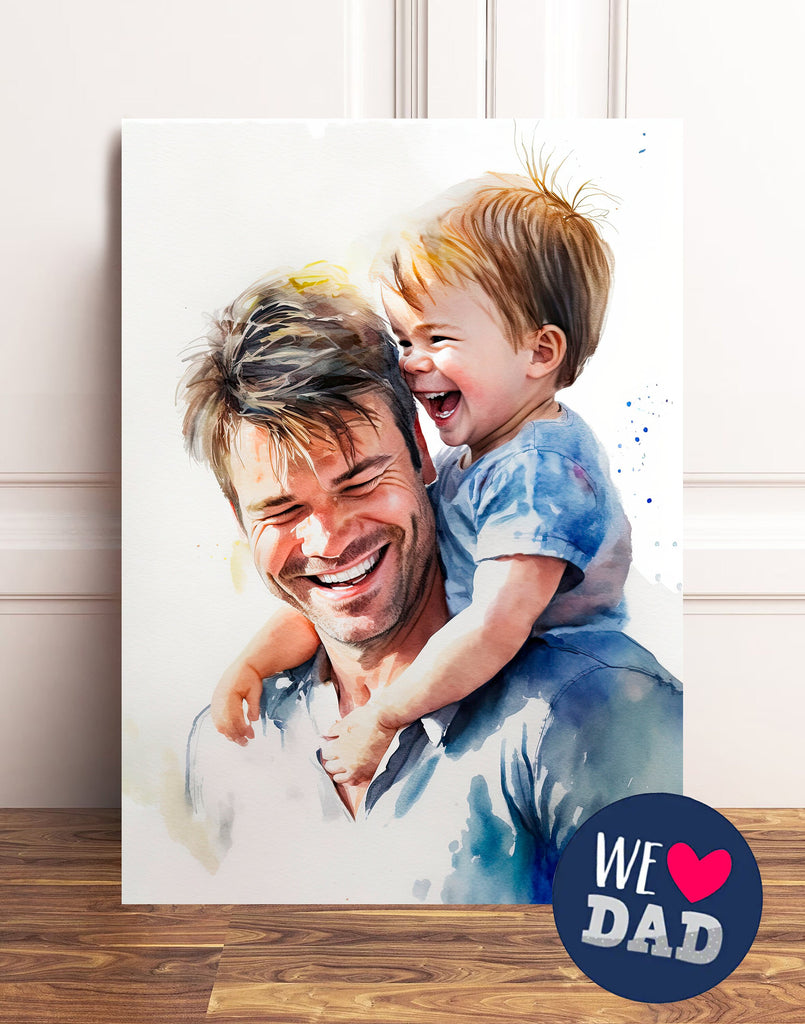 Watercolor Fathers Day Card Dad Gift For Him Daddy Father's Day Gift Greeting Card - 5x7 inches in Packs of 1, 10, 30, and 50pcs