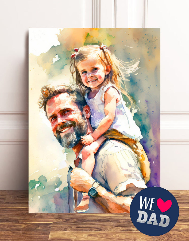 Watercolor Fathers Day Card Dad Gift For Him Daddy Father's Day Gift Greeting Card - 5x7 inches in Packs of 1, 10, 30, and 50pcs