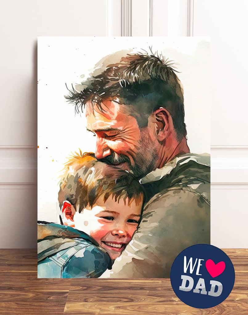 Watercolor Fathers Day Card Dad Gift For Him Daddy Father's Day Gift Greeting Card - 5x7 inches in Packs of 1, 10, 30, and 50pcs