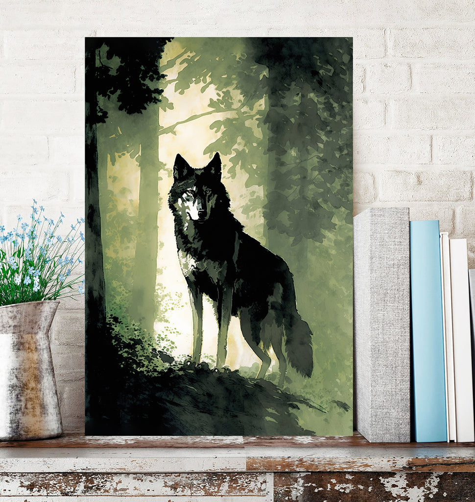 Wolf Watercolor Print Forest Wall Art Nature Wildlife Gift Wild Woodland Animals Painting Home Decor