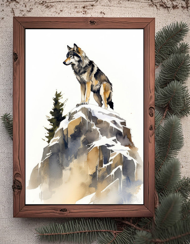 Wolf Watercolor Print Forest Wall Art Nature Wildlife Gift Wild Woodland Animals Painting Home Decor